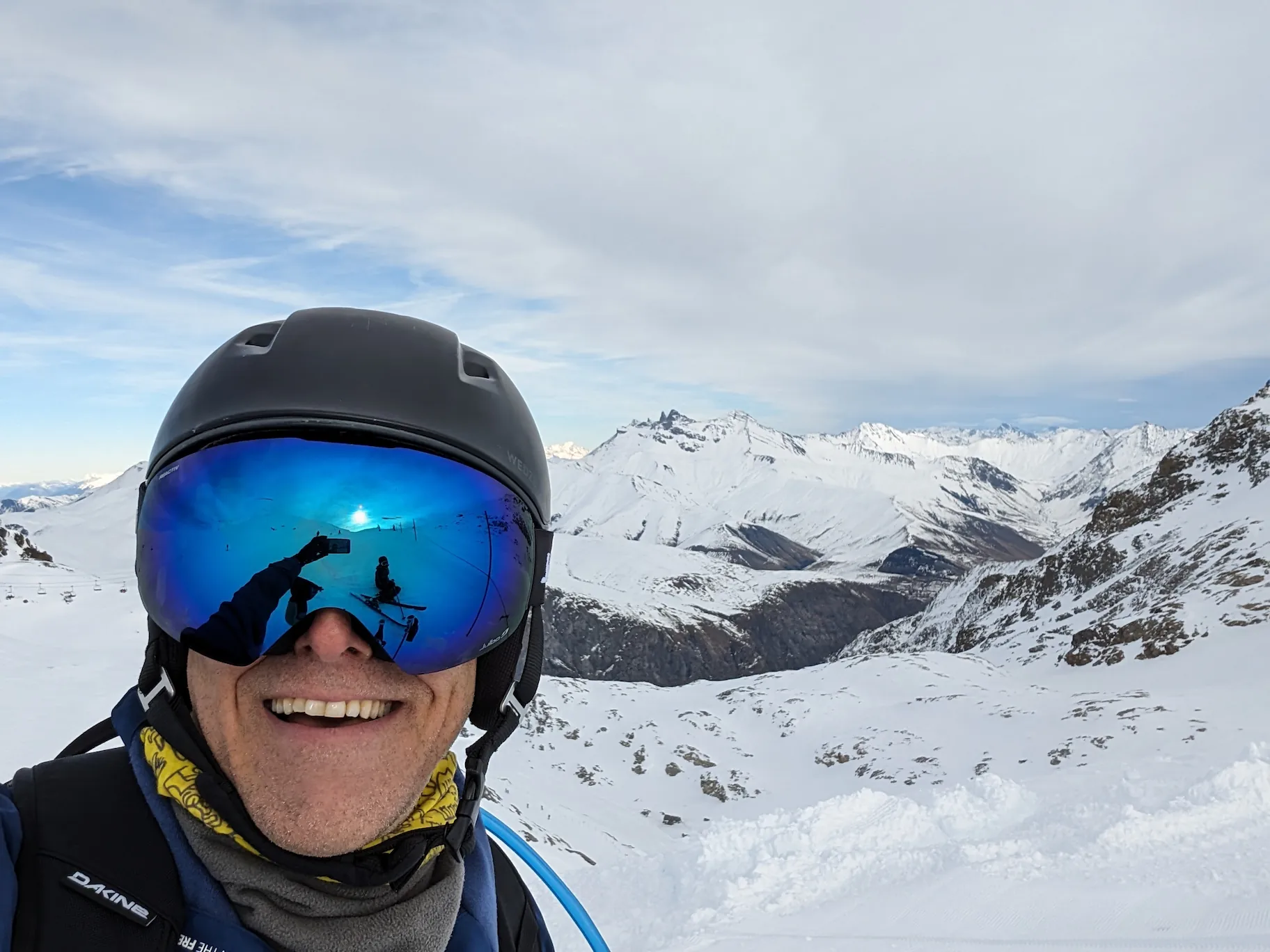 My happy face, with the snowy mountain range of the Maurienne in the background.